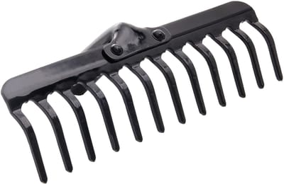 KADAX Tuinhark zonder steel, tuinhark van metaal, gazonhark voor tuinonderhoud, robuuste gazonhark, hark voor gazon, tuingereedschap (rechthoekig, 12 tanden)