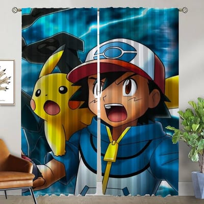 Pokemon Gordijnen voor Woonkamer Gordijn Anti-muggen Gordijnen 2 Stuks Scheidingsschermen Halloween Decoratie Keuken Verduisterend W50xH70cmx2pcs-CL brown