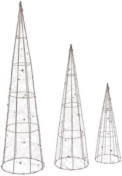 Feeric Christmas LED kegel kerstbomen - set van 3x st - koper - kerstverlichting - lampen