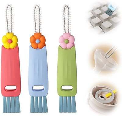 Drie-pack - 3-in-1 reinigingsborstel - Universele reinigingsborstel - Bevat een reinigingsborstel voor bekers, een multifunctionele knijpreinigingsborstel en een reinigingsborstel voor waterflessen - rood, groen en blauw