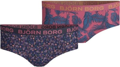 Björn Borg - Meisjes - Palmprint Hipster 2-Pack - Blauw/Multicolour/Roze/Zwart - Maat 110-116