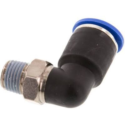 12mm x R1/4'' 90 graden L-verbinding Messing/PA 66 Insteekfitting Buitendraad Kort Draaibaar NBR [2 Stuks]