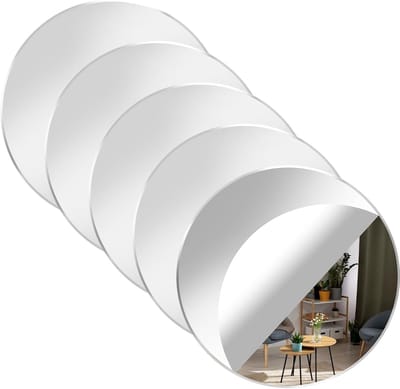 Zelfklevende Spiegel - 5 Stukke - 10 Cm Rond - Acryllijm - Decoratieve Wandspiegel Voor Badkamer - Woonkamer - Slaapkamer - Garderobe