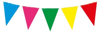 10 meter vlaggenlijn - Multikleur - 15 vlaggen - Plastic voor binnen & buiten - 30 cm vlaggen - Herbruikbare slinger