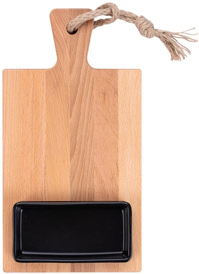 Bowls and Dishes | Puur Hout | Duurzaam | Beuken Foodplank 35 cm 1 vak1 schaaltje zwart
