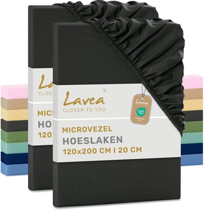 Lavea® Set van 2 Hoeslakens 120x200 cm – zachte en ademende microvezel – voor matrassen tot 20 cm – met elastiek rondom – oeko-tex gecertificeerd – Antraciet