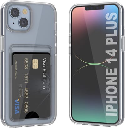 Casemania Hoesje Geschikt voor Apple iPhone 14 Plus - Transparant - Siliconen Back Cover met Kaarthouder