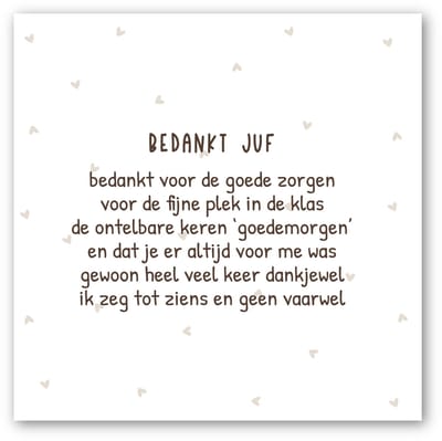 Forex tegeltje | In geschenkverpakking | Juf gedichtje | winkeltjevananne.nl