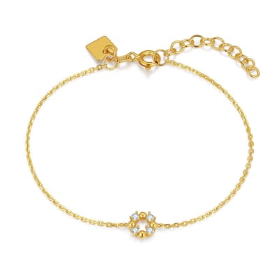 Twice As Nice Armband in 18 kt verguld zilver met cirkelvormig element Goudkleurig 16cm+3cm