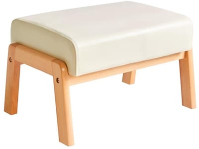 Voetenkruk PU - Ottomaanse poef - Voetenrust - Gevoerde zitting - 42x30x31 cm - Beige