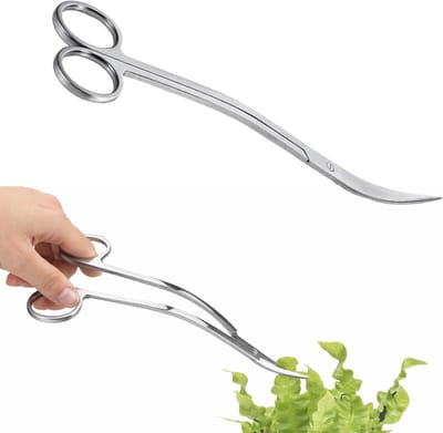 Gebogen roestvrijstalen aquariumschaar 25 cm voor aquascaping, hoekschaar voor waterplanten, nauwkeurig trimmen en onderhouden van aquariumplanten