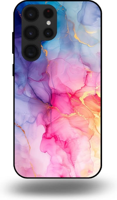 Smartphonica Telefoonhoesje geschikt voor Samsung Galaxy S22 Ultra met marmer opdruk - TPU backcover case marble design - Regenboog geschikt voor Samsung Galaxy S22 Ultra