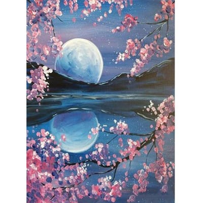 Broderie diamant 5D, artisanat, peinture diamant, fleur, point de croix, lune, décoration d'intérieur 20X30CM black