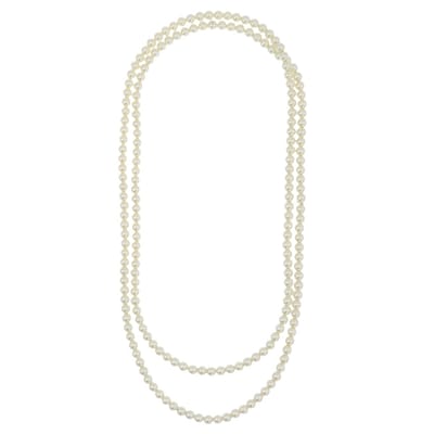 Lange Parelketting Dames 150 cm – Glas Parels 9 mm – Beige Crème – Dubbel te Dragen – Nikkelvrij – Klassieke Elegante Ketting – Cadeau voor Vrouw