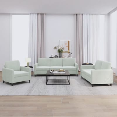 vidaXL - 3-delige - Loungeset - fluweel - lichtgrijs