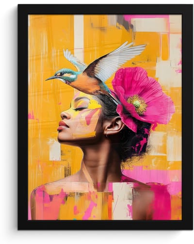 Poster in lijst - Fotolijst 30x40 cm - Posters - Vogel - Vrouw - Abstract - Bloem - Posterlijst zwart - Decoratie - Wanddecoratie woonkamer - Muurdecoratie slaapkamer