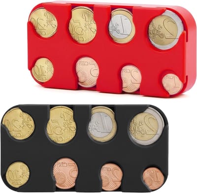 Set van 2 Muntboxen, Muntensorteerder en Wisselgeldopslag voor Auto en Taxi, Euro Munt Houder met 8 Compartimenten voor 2 Euro tot 1 Cent, Ideaal voor Organisatie en Gemak
