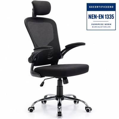 Infinity Goods Ergonomische Bureaustoel - Office Chair - Verstelbaar - 4D Lendensteun & Mesh - Tot 150kg - NEN-EN1335 - Zwart