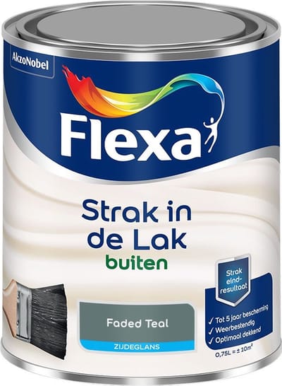 Flexa - Strak In De Lak Buitenlak Zijdeglans - Faded Teal - Mengverf - 750 Ml