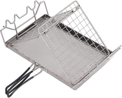 Camping Broodrooster - Outdoor Toaster - Ontbijt Maken - Opvouwbaar Roestvrij Staal - 255 x 15 cm - Rood