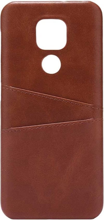 Shop4 - Motorola Moto G9 Play Hoesje - Harde Back Case Cabello met Pasjeshouder Bruin