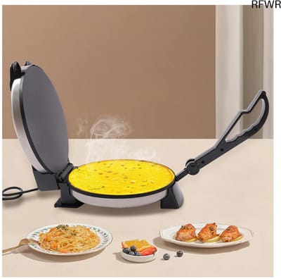 RFWR® Tortilla Maker met Antiaanbaklaag voor Pannenkoeken, Pizza en Roti - Elektrische Kookplaat met Dubbelzijdige Verwarming