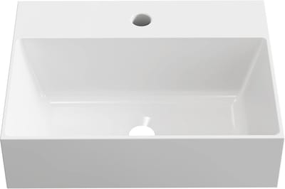 Keramische Wastafel - Opzetkom Badkamer - Moderne Badkamer - Zonder Kraangat - 46x36x12 cm - Hoogglans Wit