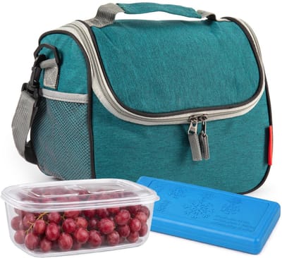 Plasticforte Lunchtas / koeltas set - 3-delig - groen - 26 x 20 x 17 cm - kantoor / school lunch
