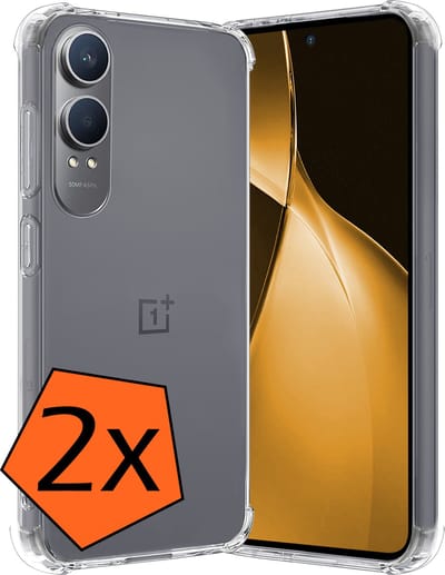 Hoes - 2 Stuks - Geschikt voor OnePlus Nord CE 4 Lite - Sterk & Shockproof - Siliconen Case - Back Cover - Telefoon Hoesje Shock Proof - Transparant