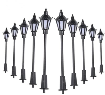 JHUBERS - Spoorweg Trein Lamp palen - LED Straat Lampen - 10 Stuks - OO/HO Schaal - Model Spoorweg - Perfect voor Modelbouw - Decoratief