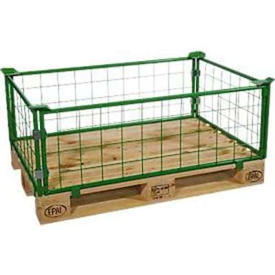 Stapelframe van traliewerk, voor europallets, laadvermogen tot 800 kg, openingsklep, stapelbaar, L 1200 x B 800 x H 400 mm, staal, may green RAL 6017