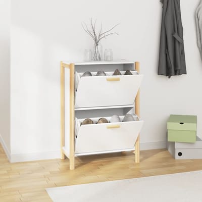 vidaXL - Schoenenkast - 57,5x33x80 - cm - bewerkt - hout - wit