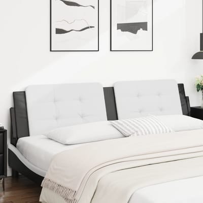 vidaXL - Hoofdbordkussen - "Zadar" - 200 - cm - kunstleer - wit - en - zwart
