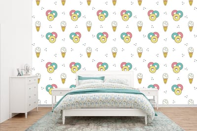 Behang - Fotobehang Patronen - IJs - Donus - Jongens - Kinderen - Kids - Breedte 385 cm x hoogte 240 cm