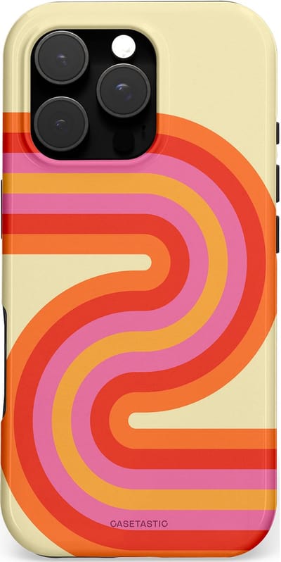 Casetastic hoesje geschikt voor Apple iPhone 16 Pro - MagSafe - Dubbellaagse bescherming - Retro wave - Fashion Case - Zand Rood Oranje Roze