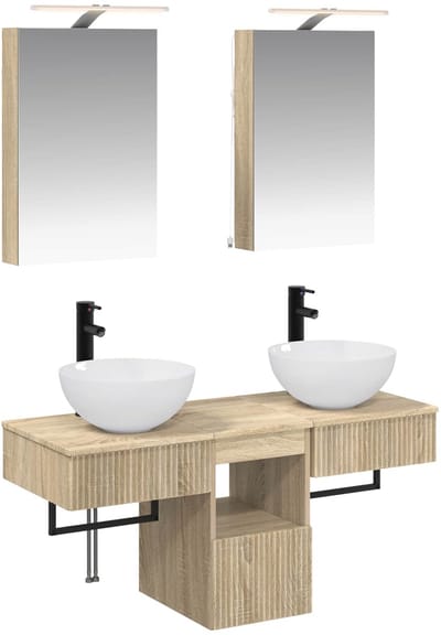 vidaXL - Badkamerkast - set - 5 - st - Sonoma - Eiken - Bewerkt - hout