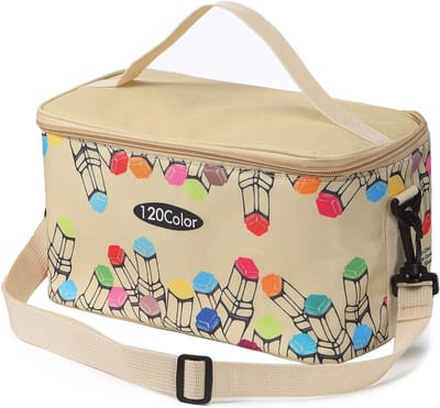 Grote Pennen etui voor 120 Markers - Multifunctionele Opbergtas met Rits en Patroon Zwart