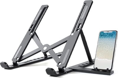 Tablet Houder / Laptop Standaard en smartphone Houder 2 in1 - Laptop Houder - Laptopstandaard -Bureaustandaard Ergonomische Zwart