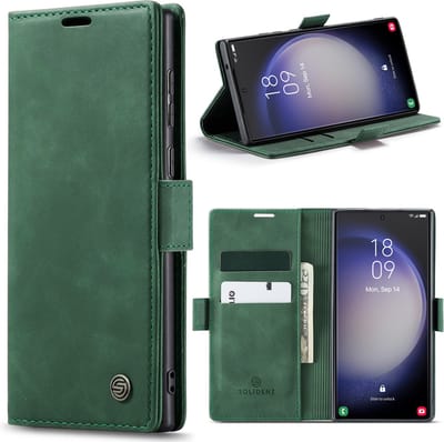 Solidenz Hoesje - Geschikt voor Samsung Galaxy S23 Ultra - Urban Book - Groen