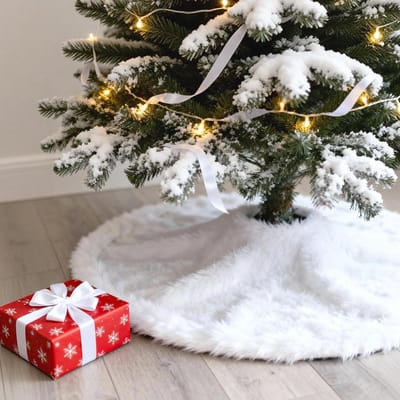 Dailygoods- Kerstboomrok Sneeuwwit - Feestelijke Decoratiemat - Herbruikbaar Tapijt - Warmte voor Huisdieren - Elegante Kerstdecoratie - Cozy Vakantiesfeer - Kersttapijt