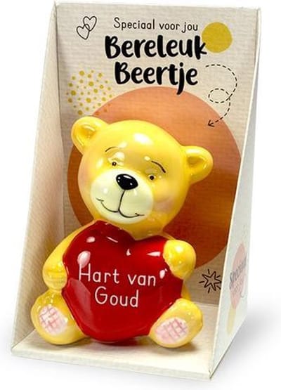 Miko Engeltje /Beertje Keramiek Beeldje Hart van Goud