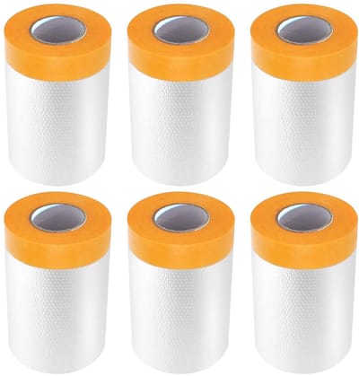 Beschermfolie en schilderstape set - 6 Rollen, Afdekfolie voor Meubels en Muren, Transparant, Zelfklevend, Waterdicht, 20 m x 55 cm
