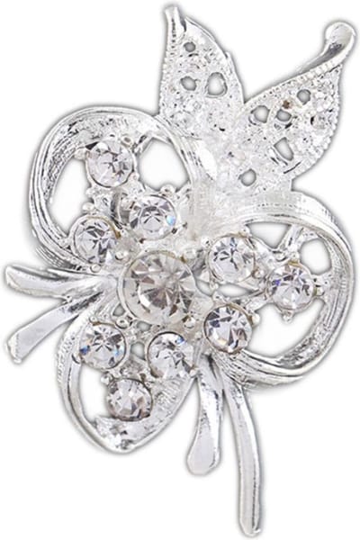 Fako Bijoux® - Broche - Bouquet - Kristal - 27x39mm - Zilverkleurig