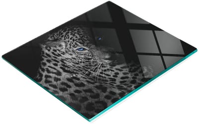 Decoratieve glazen snij- en serveerplank met luipaardprint, 60x52 cm