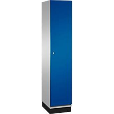 C+P Kast Cambio, 1 vak, met sokkel, B 400 x D 525 x H 1980 mm, blank aluminium/ gentiaanblauw