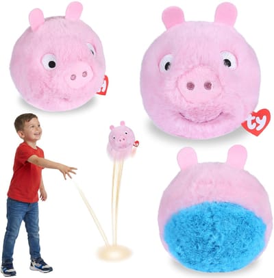 TY Peppa Pig George Knuffelbal, stuiterend knuffeltje, BEANIE BOUNCERS, behendigheidsspeelgoed voor kinderen 10 cm