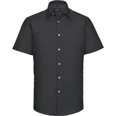 Russell Collection Heren Oxford Easy-Care Tailored Shirt (Zwart)