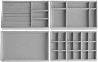 Dailygoods- Sieradenopslag - Verstelbare Organizer - Sieradenlade - Stapelbaar - Fluwelen Kistje - Bescherming tegen Beschadigingen - Sieradenorganizer