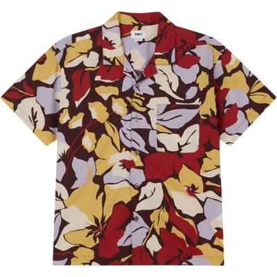Obey Maxwell cuban shirt Hawaiian korte mouwen - chocolade multi