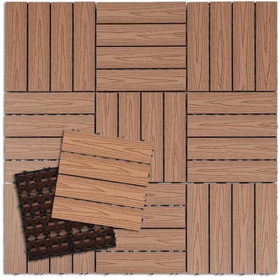 Terrastegels 30x30cm - Kliktegels Balkonvloer - Buitenruimte Verfraaien - Duurzaam Houtcomposiet - 6 m² Set - Bruin